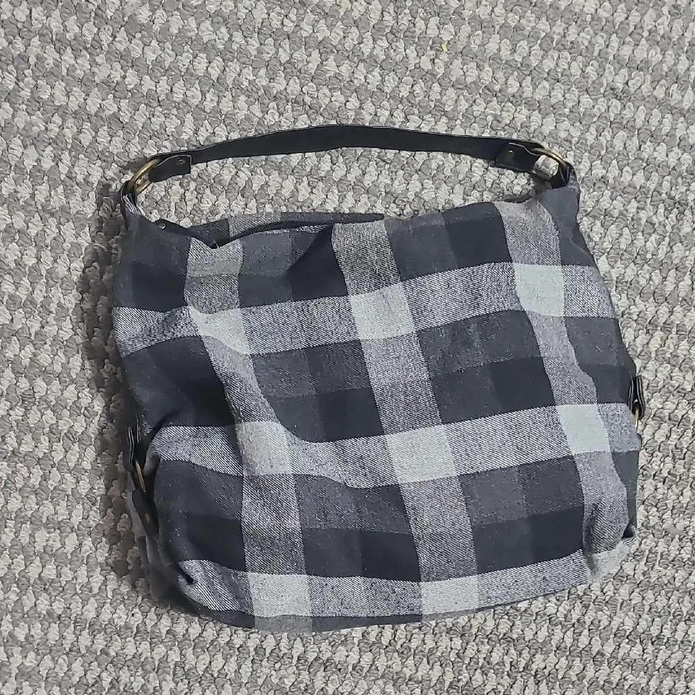Plaid Black‎ and Gray Women's Hobo Bag